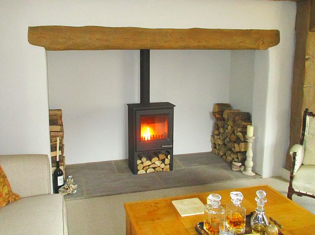 Woodwarm Phoenix Firegem tall 5kW stove installed by Fotheringhay Woodburners HETAS engineer
