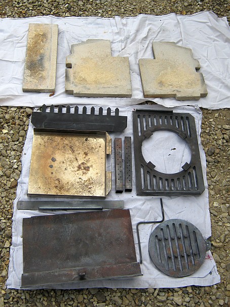 Grate, bricks and other internal stove parts cleaned and ready for reassembly by Fotheringhay Woodburners