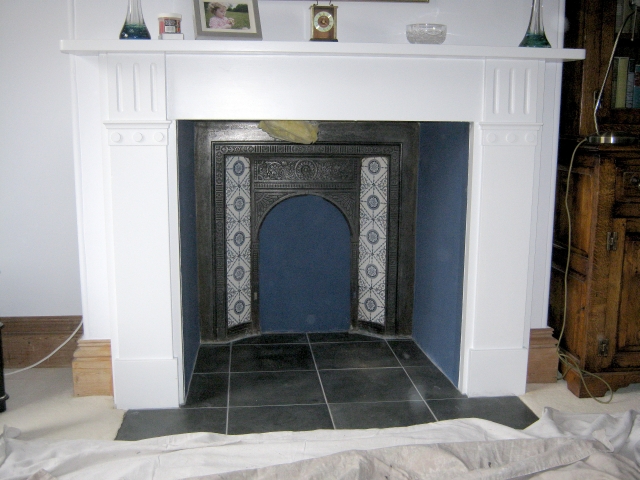 Fireplace altered ready for installation of new efficient Charnwood stove