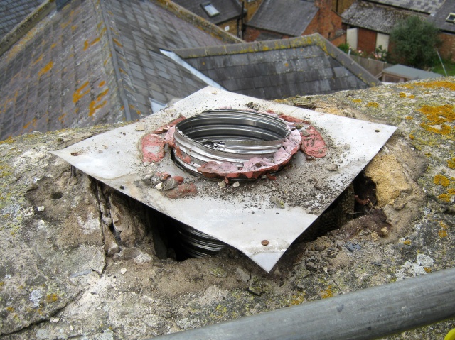 Bees living in chimney with flexible flue liner re-homed during stove installation