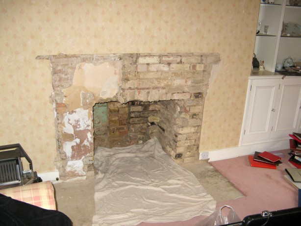 Old marble fireplace already removed