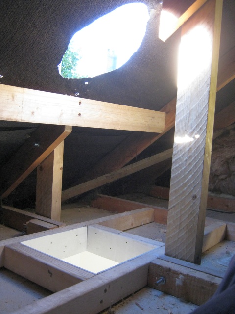 Roof opened up and carpentry finished ready for the new twin wall chimney