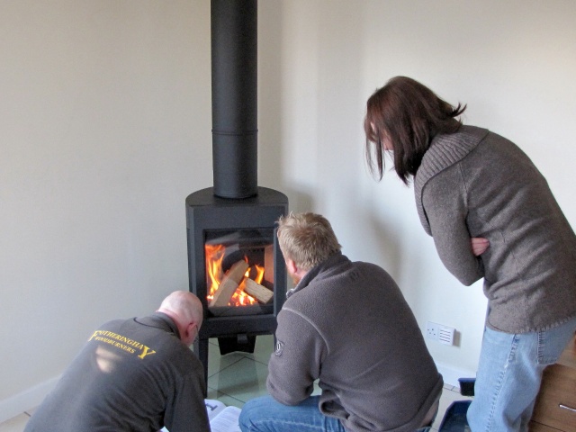 Commissioning of the new woodburner by Fotheringhay Woodburners HETAS installer