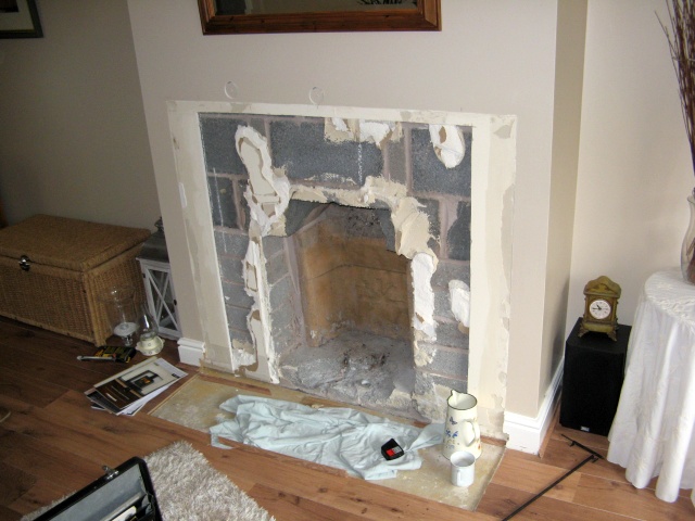 Old fireplace removed ready for fireplace alterations