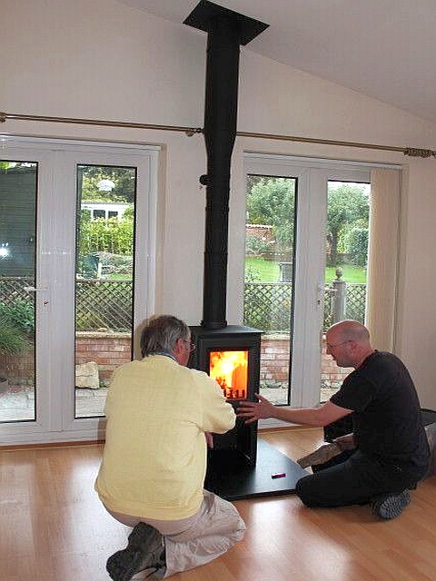 Commissioning new Woodwarm Pheonix Firegem 5kW multifuel stove by HETAS engineer from Fotheringhay Woodburners