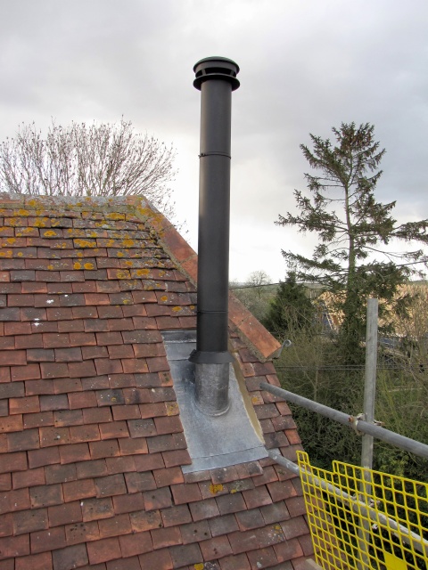 Twin wall insulated stainless steel system chimney installed by Fotheringhay Woodburners